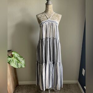 J. Crew Blue and White Striped Maxi Dress